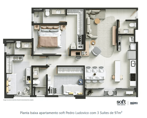 Apartamento à venda em Goiânia, Setor Pedro Ludovico, com 3 suítes, com 97.81 m²